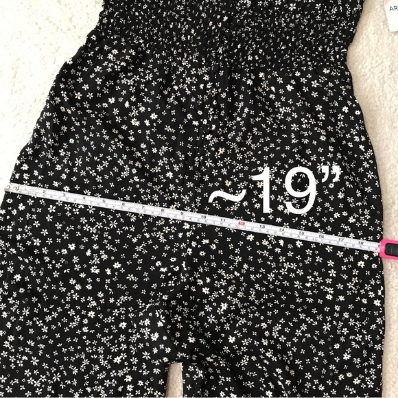 Arizona Jean Co Floral Jumpsuit Puff Sleeve 100% Rayon Pit to Pit 16.5” Size S - Picture 8 of 14